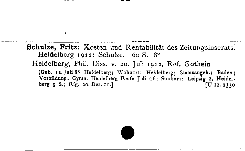 [Katalogkarte Dissertationenkatalog bis 1980]