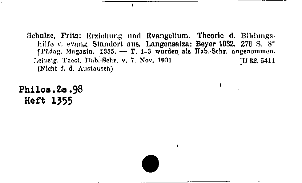 [Katalogkarte Dissertationenkatalog bis 1980]