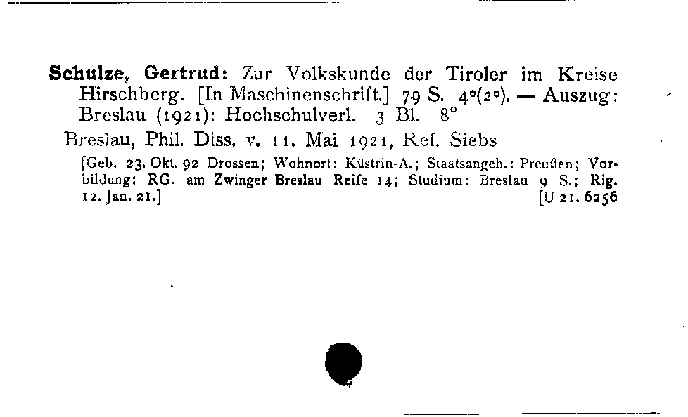 [Katalogkarte Dissertationenkatalog bis 1980]