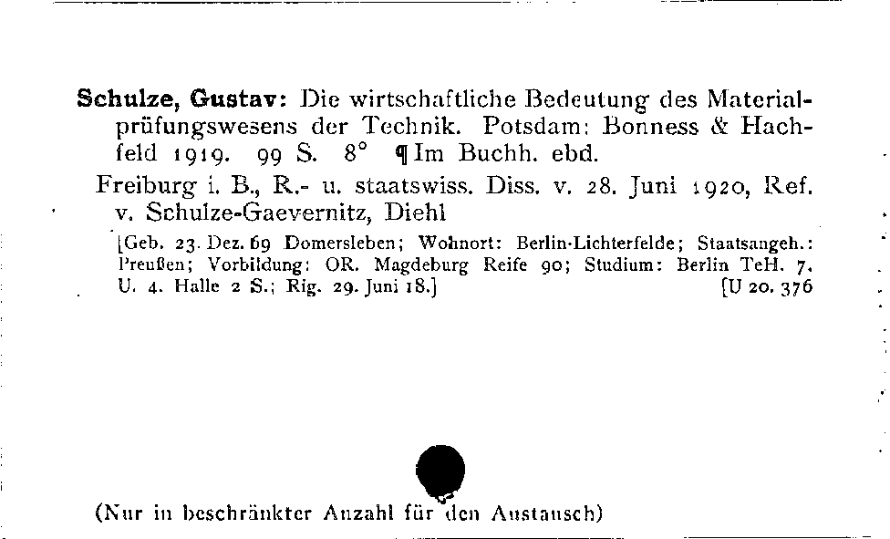 [Katalogkarte Dissertationenkatalog bis 1980]