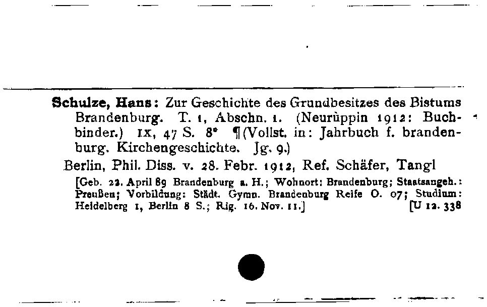 [Katalogkarte Dissertationenkatalog bis 1980]