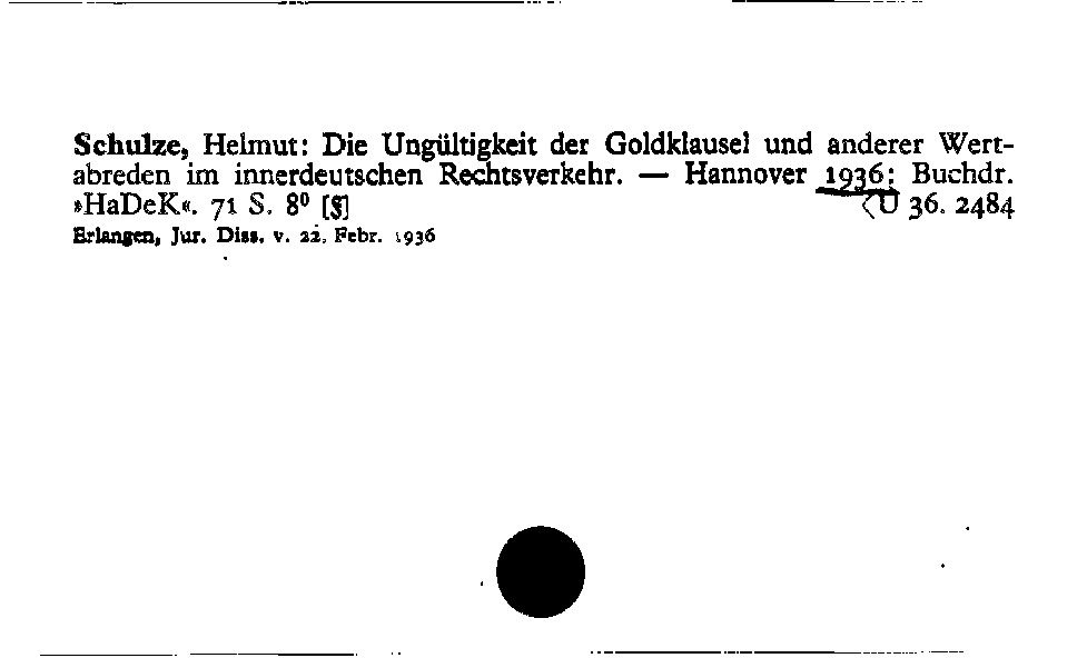 [Katalogkarte Dissertationenkatalog bis 1980]