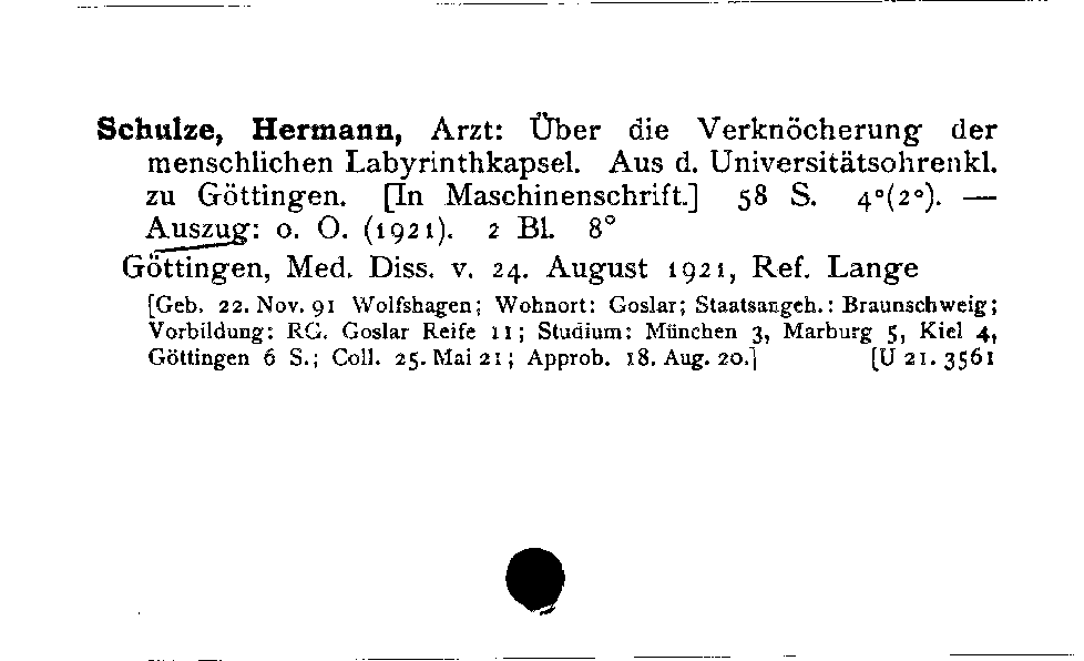 [Katalogkarte Dissertationenkatalog bis 1980]