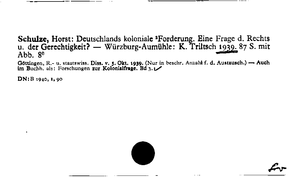 [Katalogkarte Dissertationenkatalog bis 1980]