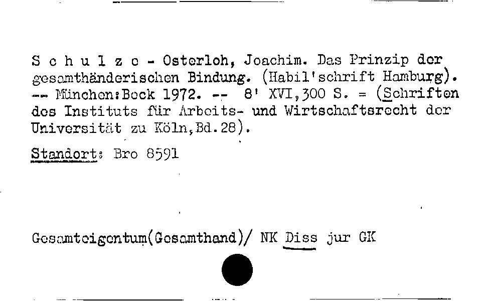 [Katalogkarte Dissertationenkatalog bis 1980]