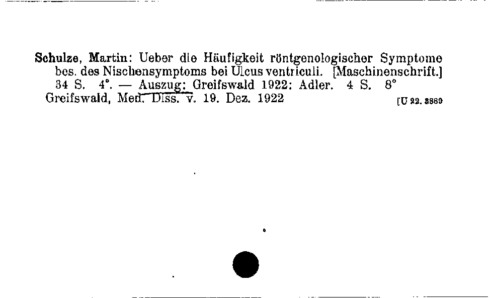 [Katalogkarte Dissertationenkatalog bis 1980]