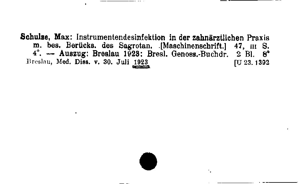 [Katalogkarte Dissertationenkatalog bis 1980]