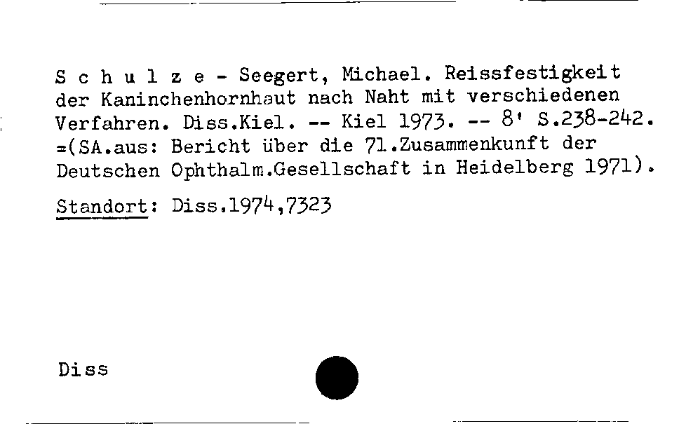 [Katalogkarte Dissertationenkatalog bis 1980]