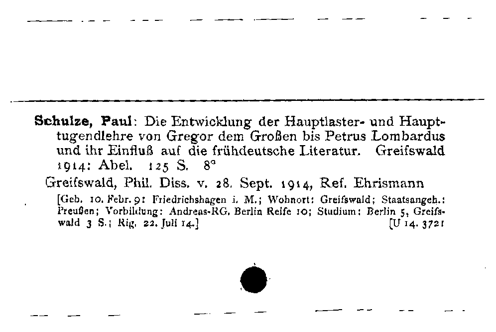 [Katalogkarte Dissertationenkatalog bis 1980]