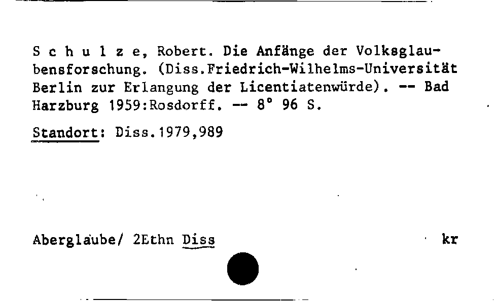 [Katalogkarte Dissertationenkatalog bis 1980]