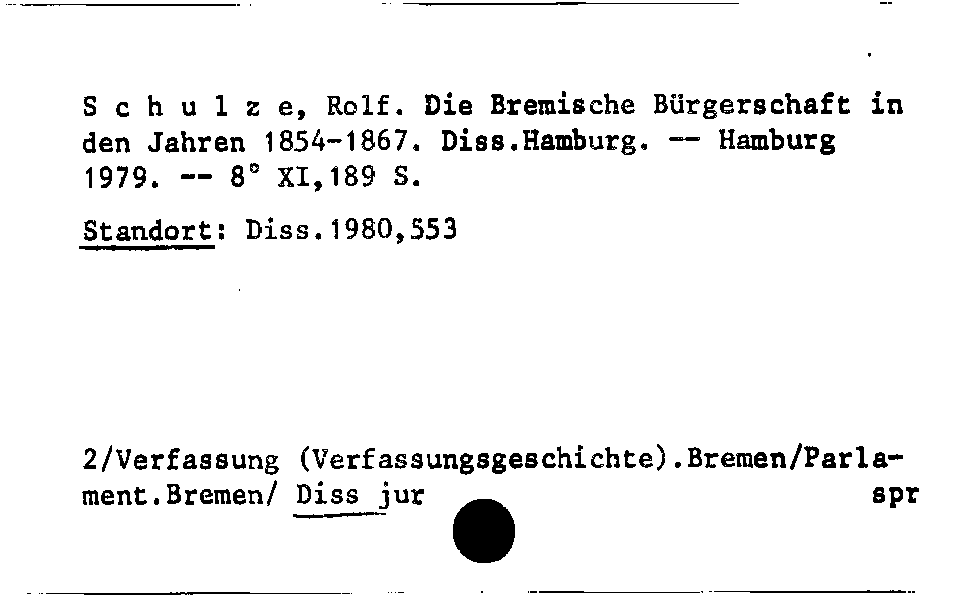 [Katalogkarte Dissertationenkatalog bis 1980]