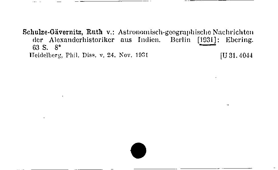 [Katalogkarte Dissertationenkatalog bis 1980]