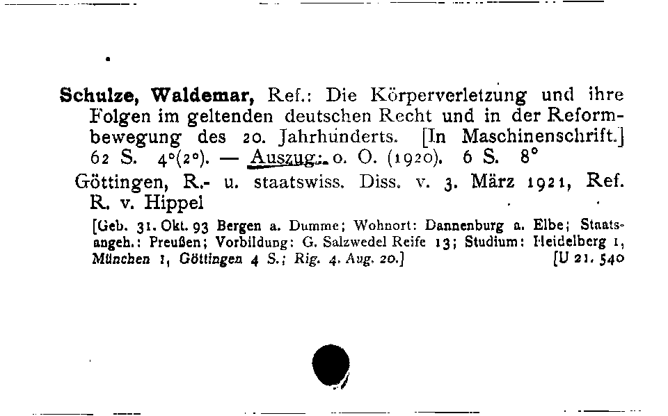 [Katalogkarte Dissertationenkatalog bis 1980]