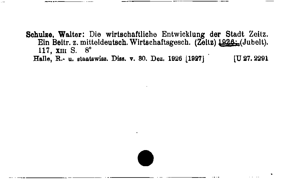 [Katalogkarte Dissertationenkatalog bis 1980]