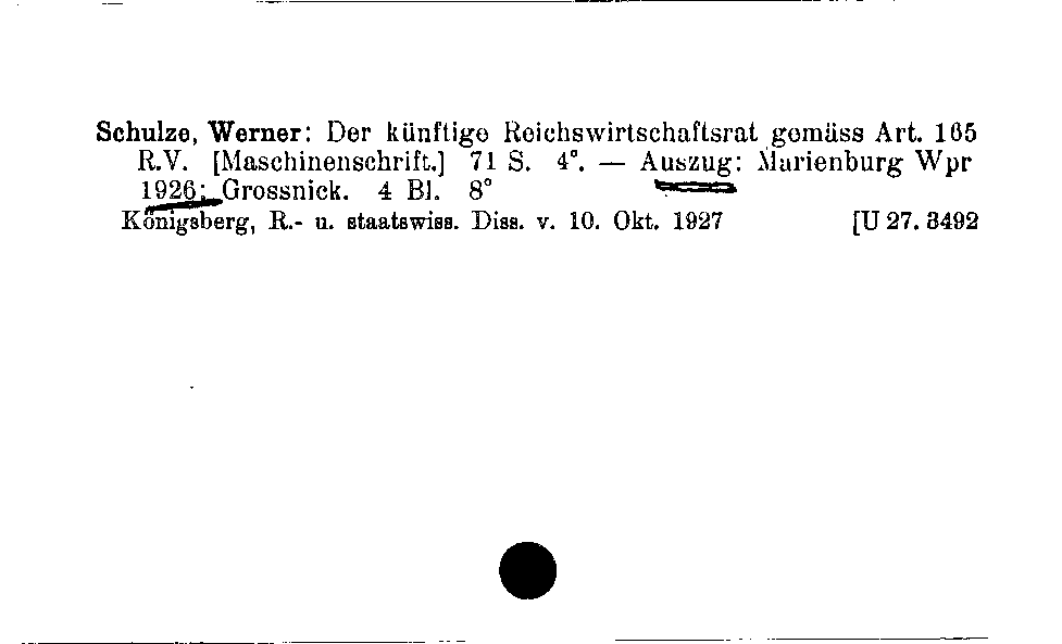 [Katalogkarte Dissertationenkatalog bis 1980]