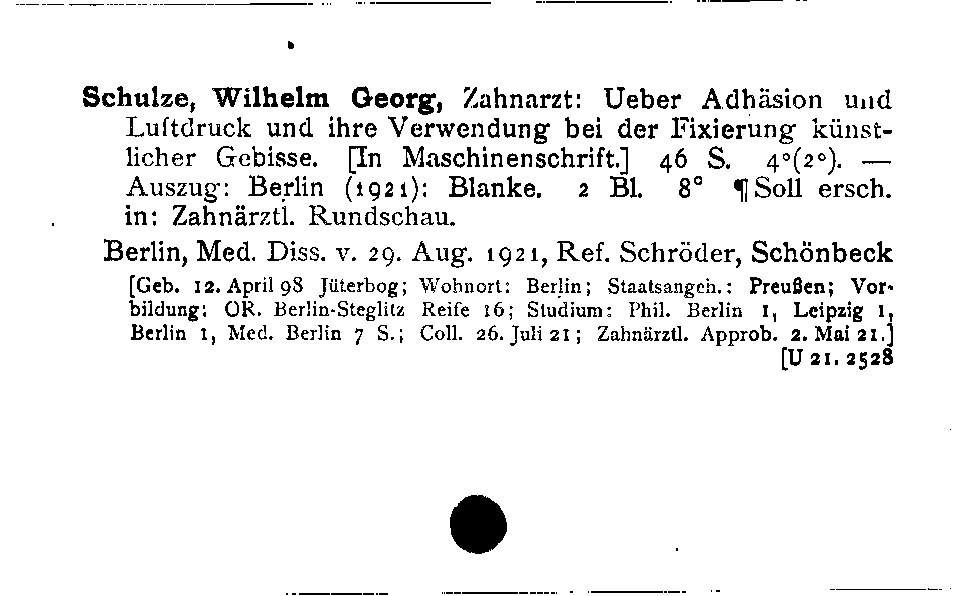 [Katalogkarte Dissertationenkatalog bis 1980]