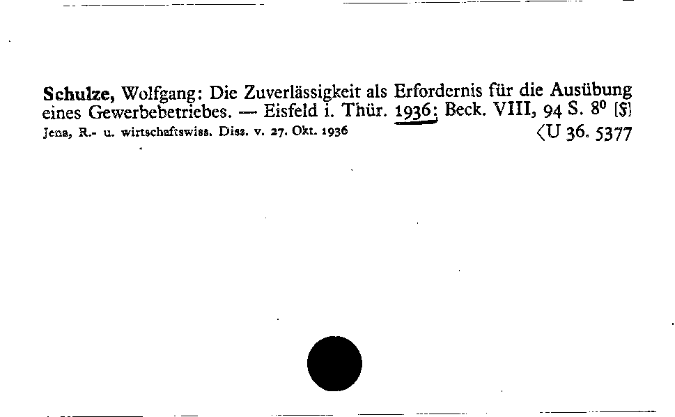 [Katalogkarte Dissertationenkatalog bis 1980]