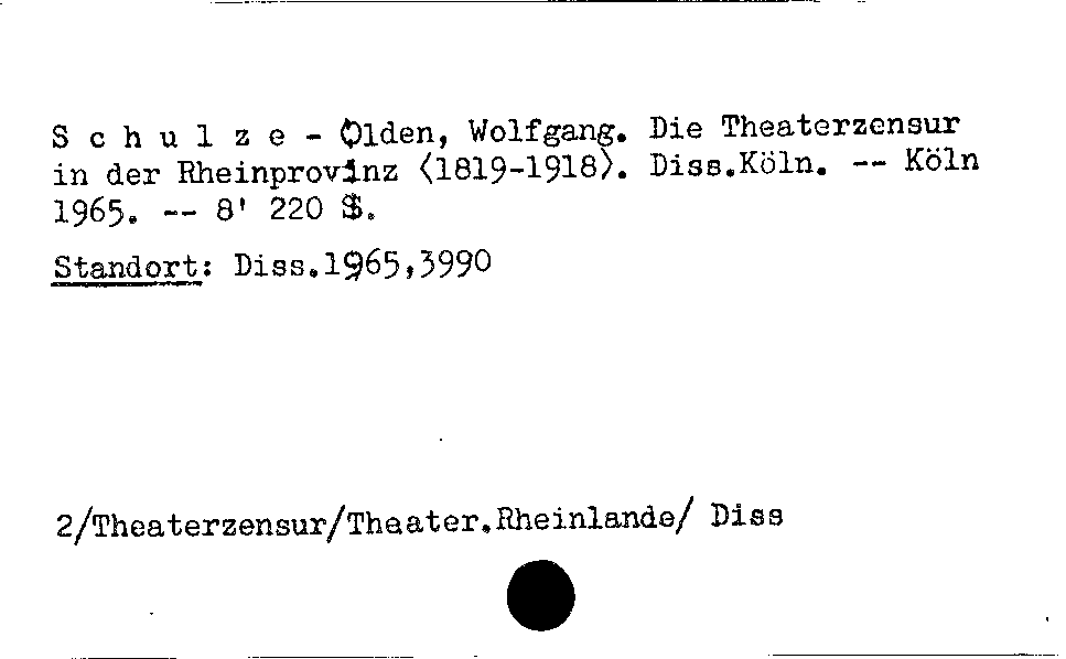 [Katalogkarte Dissertationenkatalog bis 1980]