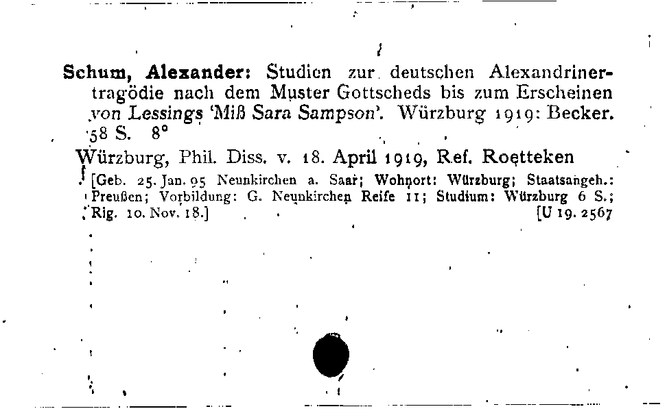 [Katalogkarte Dissertationenkatalog bis 1980]