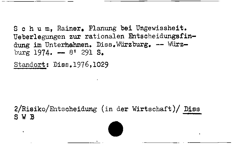 [Katalogkarte Dissertationenkatalog bis 1980]