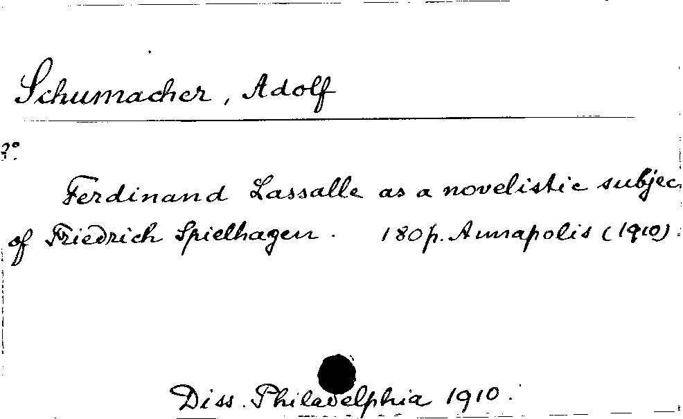 [Katalogkarte Dissertationenkatalog bis 1980]