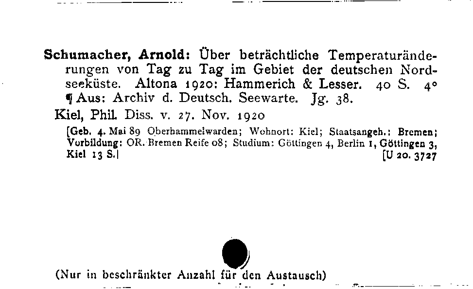 [Katalogkarte Dissertationenkatalog bis 1980]