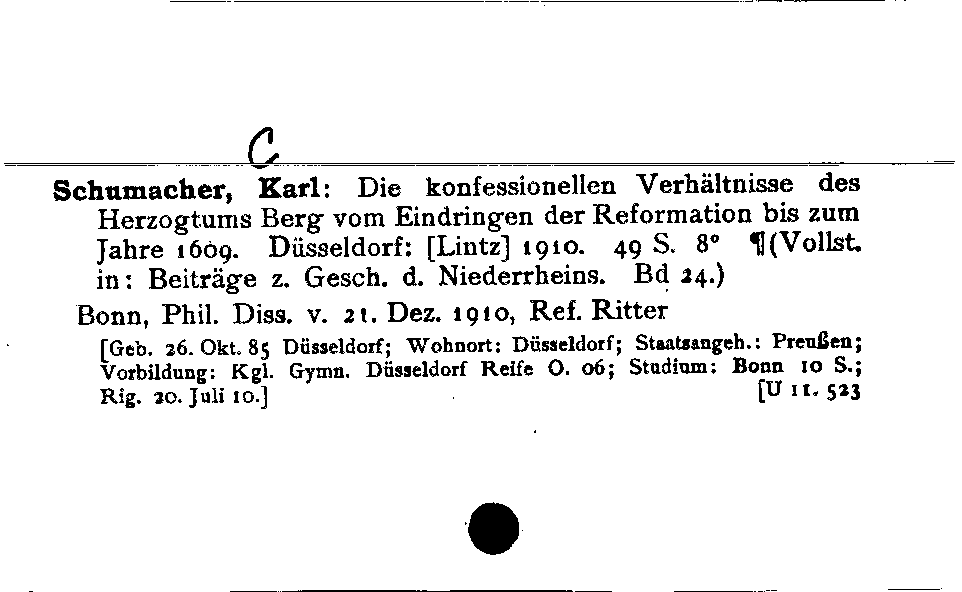 [Katalogkarte Dissertationenkatalog bis 1980]