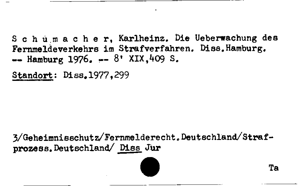 [Katalogkarte Dissertationenkatalog bis 1980]