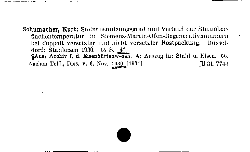 [Katalogkarte Dissertationenkatalog bis 1980]