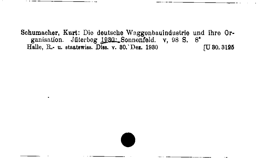 [Katalogkarte Dissertationenkatalog bis 1980]