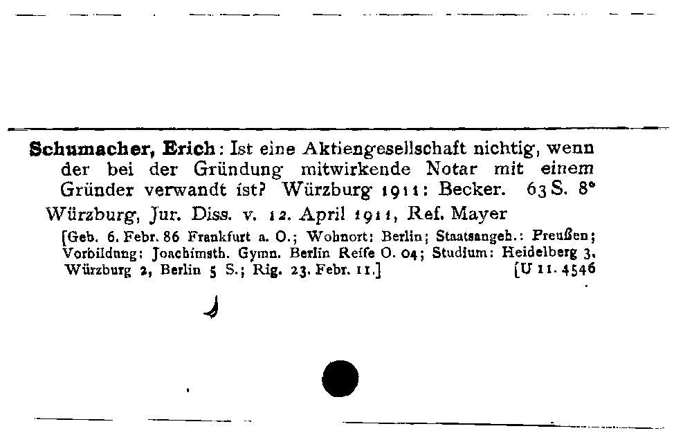 [Katalogkarte Dissertationenkatalog bis 1980]