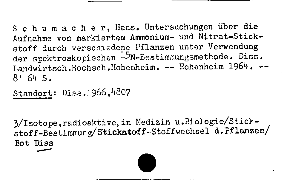 [Katalogkarte Dissertationenkatalog bis 1980]