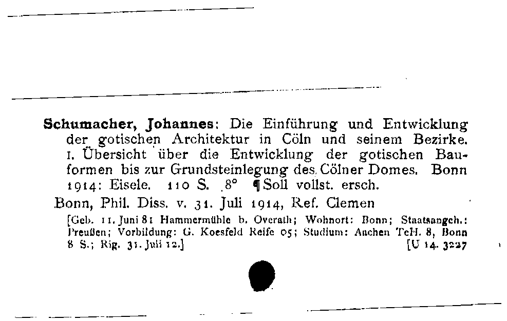 [Katalogkarte Dissertationenkatalog bis 1980]