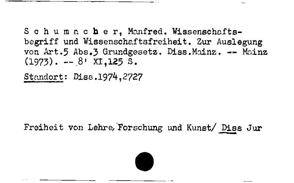 [Katalogkarte Dissertationenkatalog bis 1980]