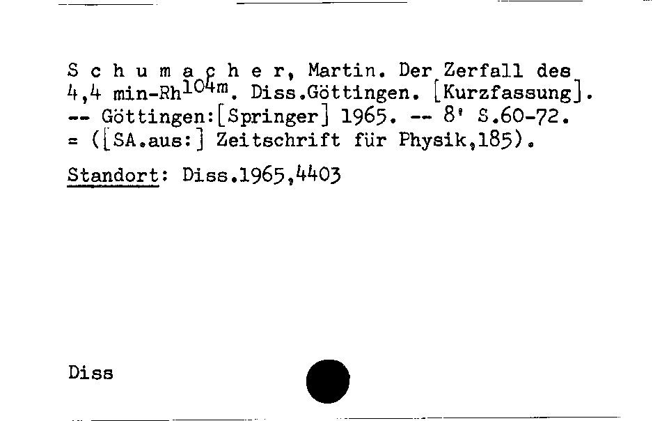 [Katalogkarte Dissertationenkatalog bis 1980]