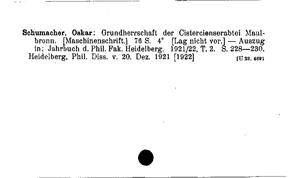 [Katalogkarte Dissertationenkatalog bis 1980]