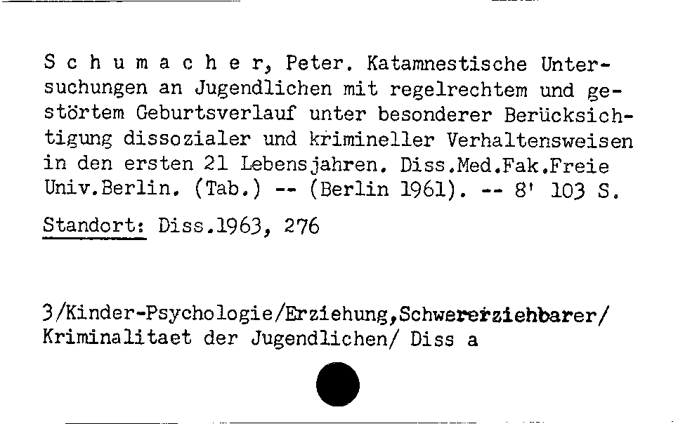 [Katalogkarte Dissertationenkatalog bis 1980]