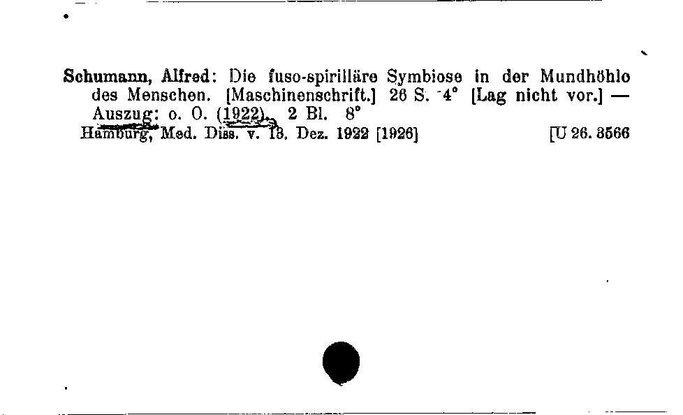 [Katalogkarte Dissertationenkatalog bis 1980]