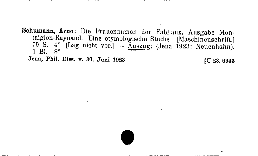 [Katalogkarte Dissertationenkatalog bis 1980]