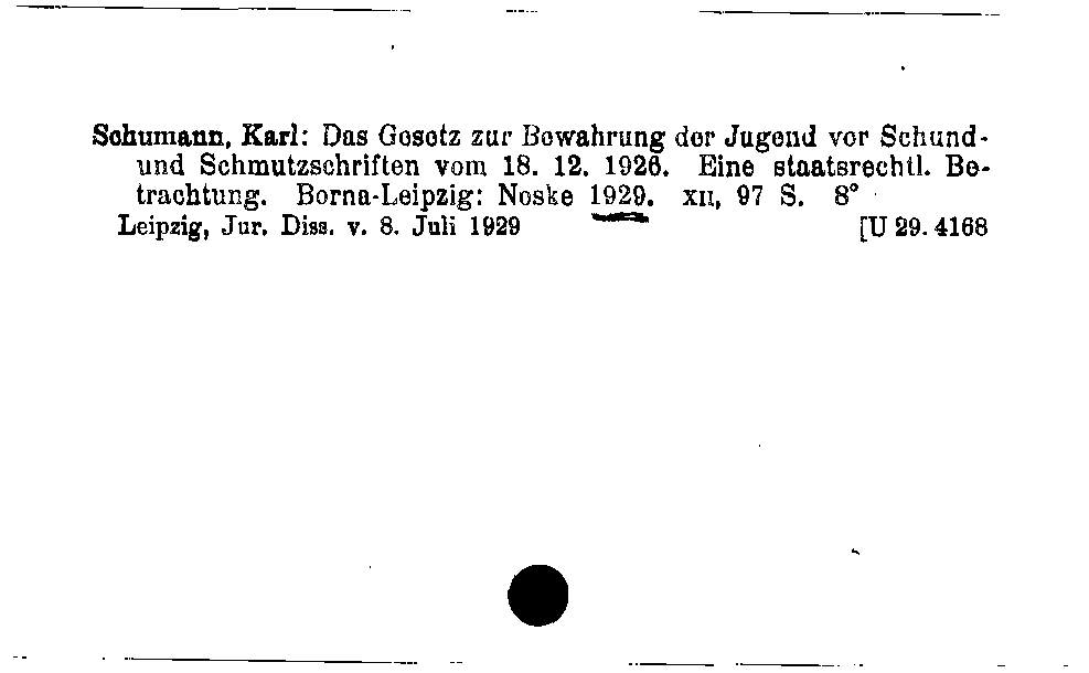 [Katalogkarte Dissertationenkatalog bis 1980]