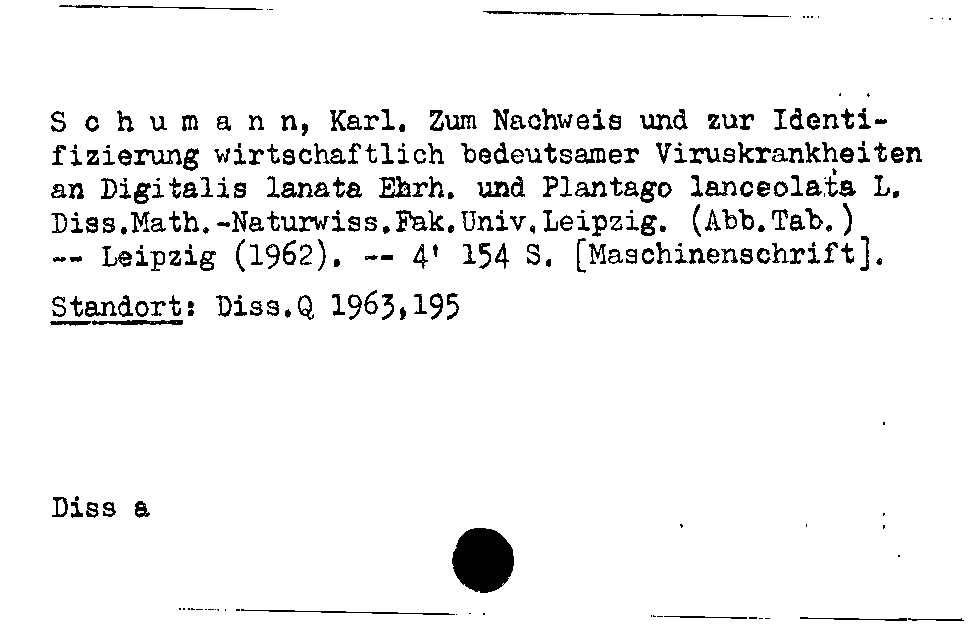 [Katalogkarte Dissertationenkatalog bis 1980]