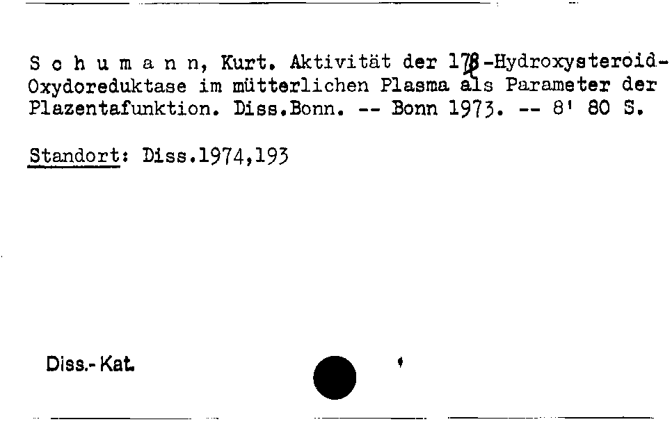 [Katalogkarte Dissertationenkatalog bis 1980]