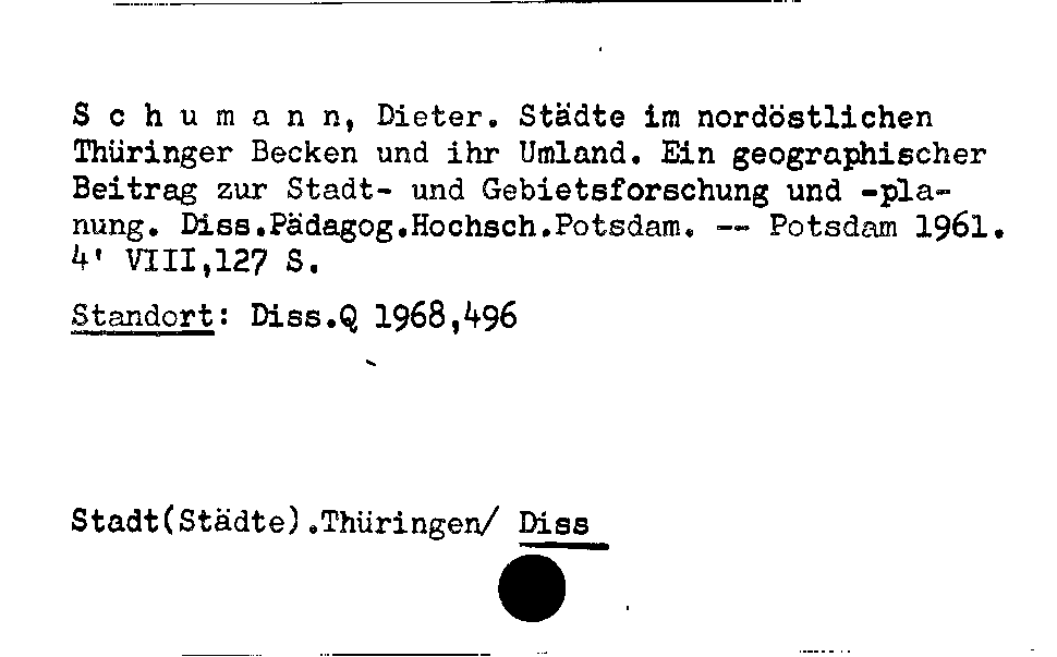 [Katalogkarte Dissertationenkatalog bis 1980]