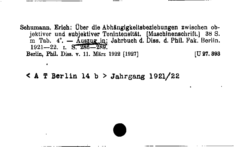 [Katalogkarte Dissertationenkatalog bis 1980]