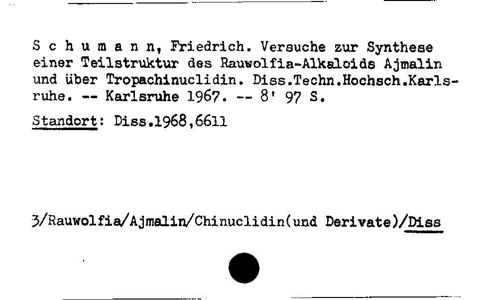 [Katalogkarte Dissertationenkatalog bis 1980]