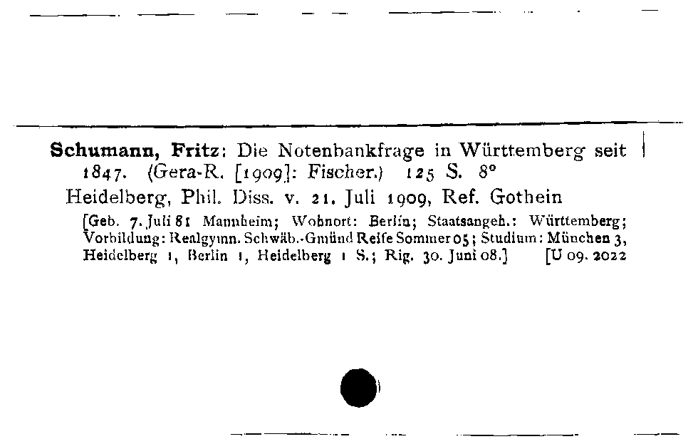 [Katalogkarte Dissertationenkatalog bis 1980]