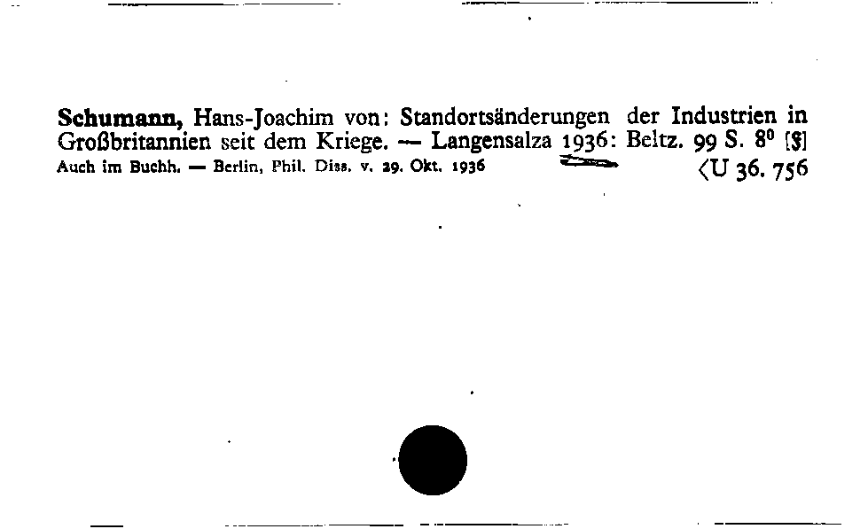 [Katalogkarte Dissertationenkatalog bis 1980]