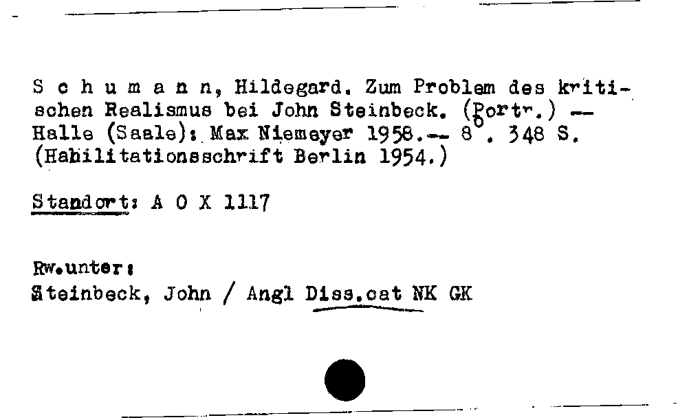 [Katalogkarte Dissertationenkatalog bis 1980]