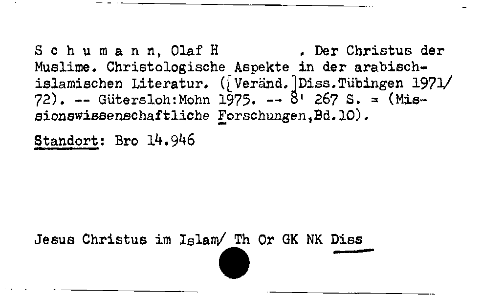 [Katalogkarte Dissertationenkatalog bis 1980]