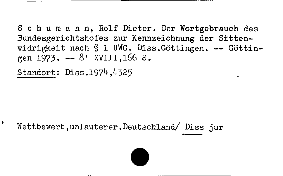 [Katalogkarte Dissertationenkatalog bis 1980]